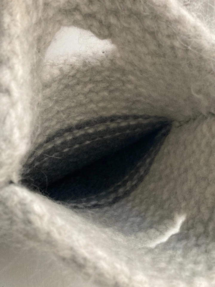 Women Large Gray Wool Hand Woven Handbag Chunky Yarn Knitted/Designer Style - Image 3 of 3