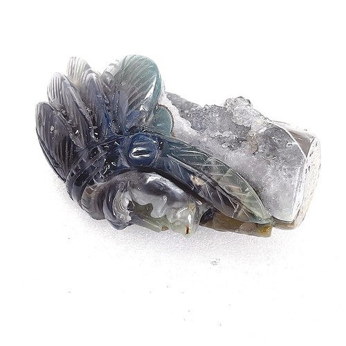 4.7" Crystal Carved Agate Indian Chief Skull, Realisti -Skull Home Decoration - Imagen 8 de 8