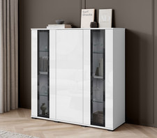 Highboard Zinolia HB 120 Anrichte Kommode Glastüren Sideboard LED Beleuchtung