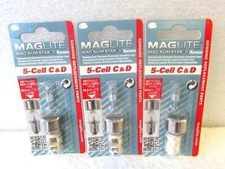 Lot 3 Genuine Maglite 5 Cell C & D Replacement Lamp Bulb MAG-NUM Star II Xenon