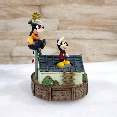 Japan Monthly Disney Vintage Mickey Mouse Goofy on Roof Music Box
