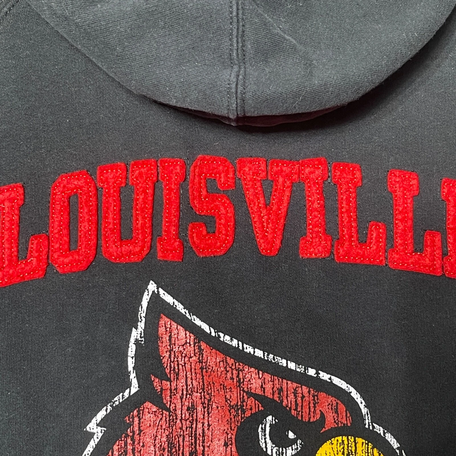 VETEMENTS Felpa con cappuccio Louisville Cardinals 1 4 zip donna grande nera stampa ricamata