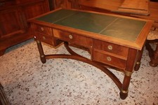 Scrivania Impero di Inizio 1900 Francese in Legno di Mogano con Piano in Pelle