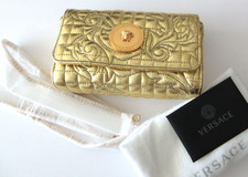 Versace Gold Quilted Barocco Flap Bag With Removable Versace Gold Chain DBFH601S