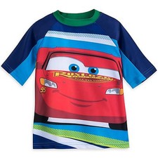 Disney Store Cars Lightning McQueen Rash Guard Swim Shirt Boy Size 5/6 7/8