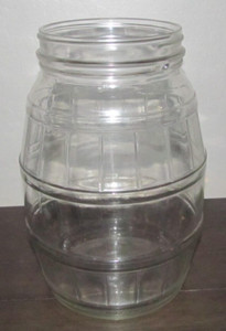 Large Vintage Collectible Barrel Glass Jar Pickle Jar Country Store Keg 10" Tall