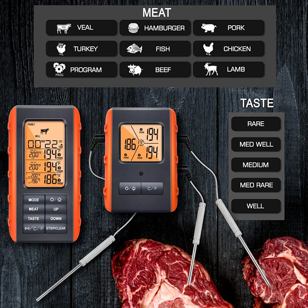 Wireless Meat Thermometer for Grilling Smoking - Kitchen Food Cooking Candy...
