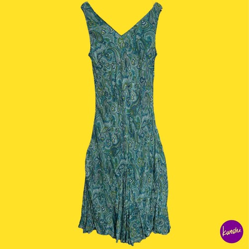 EAST Women's Mermaid Paisley Maxi Dress, Sleeveless, V Neckline, Turquoise,UK 16 - Picture 2 of 8