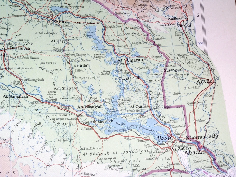 1959 年老式/复古爱尔兰叙利亚约旦以色列巴勒斯坦地图 KUWAIT SAUDI ARABIA — 第 3/4 张图片