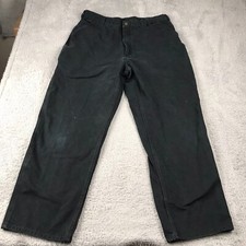 Carhartt Pants Mens 38x31 Black Duck Canvas Carpenter Dungaree Workwear