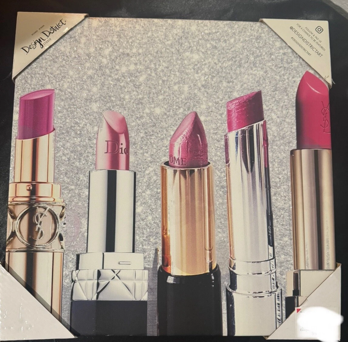 DESIGN QUARTIER STUDIO Impression Art Mural Luxe DIOR YSL Rouge à Lèvres Toile 14x14 NEUF