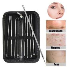 9PCS Blackhead Pimple Blemish Comedone Acne needle Extractor Remover Tool Set