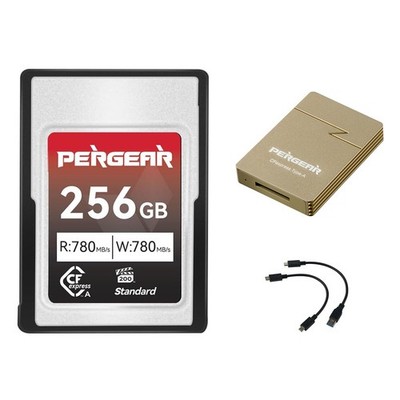 Pergear 256GB CFexpress Type A Memory Card, Up to (1-Pack + Reader), Black