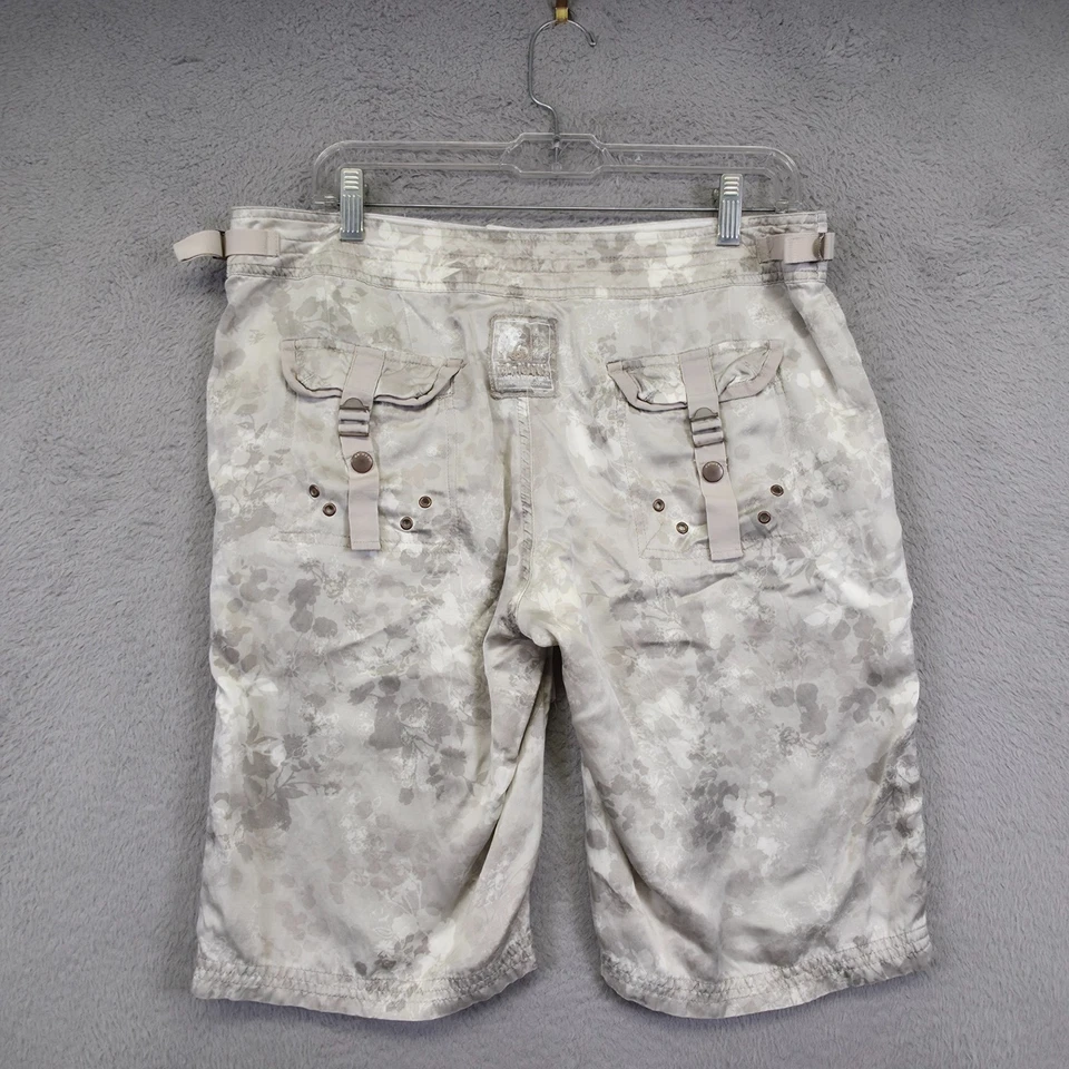 Da Nang Shorts Women L Beige Silk Camo Floral Bermuda Utility Surplus Indo Chine - Image 3 of 4
