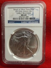2013 (W) Silver Eagle 1oz Silver US coin NGC MS69 - EARLY RELEASES