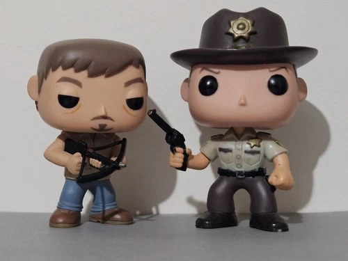 Funko Pop TV AMC The Walking Dead Rick Grimes #13 & Daryl Dixon #14 - NO BOX