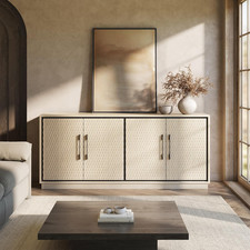 Mid Century Modern 65-Inch Buffet Cabinet with Storage - White Lotus