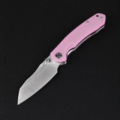 WIXCO Axor Folding Knife 3.38'' Satin 14C28N Sandvik Steel Blade Pink G10 Handle