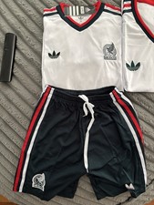 adidas Kids Mexico Team Soccer Jersey White Black Red Youth Size US28