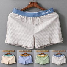 Mens Cotton Boxers Shorts Underwear Underpants Trunks Homewear Breathable Loose