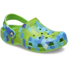 Crocs Classic Digi Block Clog Sandal Slide 209696-3WA Green Blue Kids Size J2