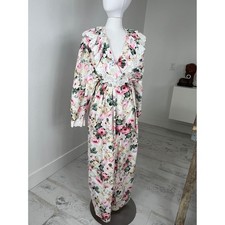 Vintage Victoria's Secret 100 Cotton Rose Print Eyelet Detail Robe Size L