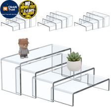 CRLYUXA Acrylic Display Risers,16 Pcs 4 Sizes for Craft Fair Vendor Clear