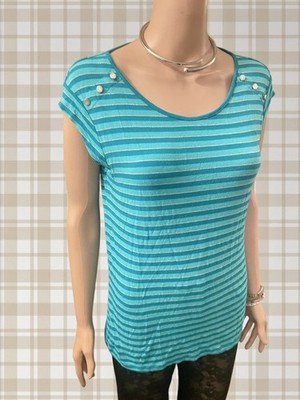 Vintage Y2K Top MARCS Metallic Striped Relaxed Fit Preppy Grunge Silver Rivets S