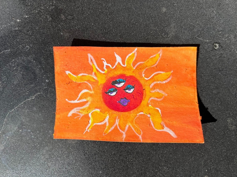 ACEO Original Art Card – Abstract Sun, Sun, Face, Fairy face Sun, watercolor