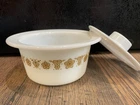 Pyrex BUTTERFLY GOLD Butter Bowl Dish With Lid MILK GLASS Corelle VINTAGE