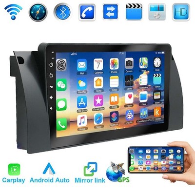 Android 15 Autoradio Carplay GPS NAVI WIFI BT 2+32GB für BMW 5er E39 X5 E53 M5