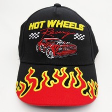 Hot Wheels Racing Hat Cap Youth One Size Adjustable Snapback Cotton Black Embroi