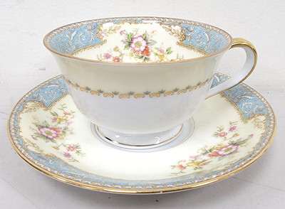 Noritake China Bluedawn #622 Tea Cup & Saucer w/ Gold Trim (Pre-Owned)