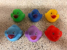 Mini 1" Rubber Duck Lot of 6 Assorted Colors Light Blue Purple Red Green Yellow