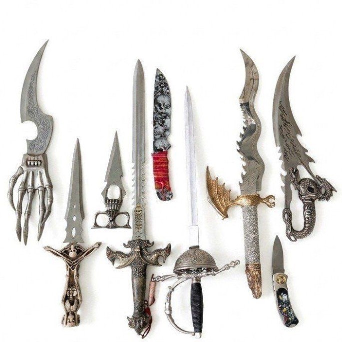 Epic Fantasy Metal Swords and Daggers - 10" to 24" Long