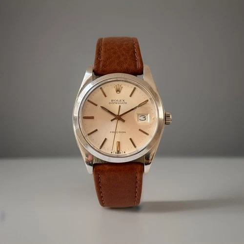 Vintage Rolex Oysterdate Precision 6694 Silver Sunburst Dial 34mm Manual-wind