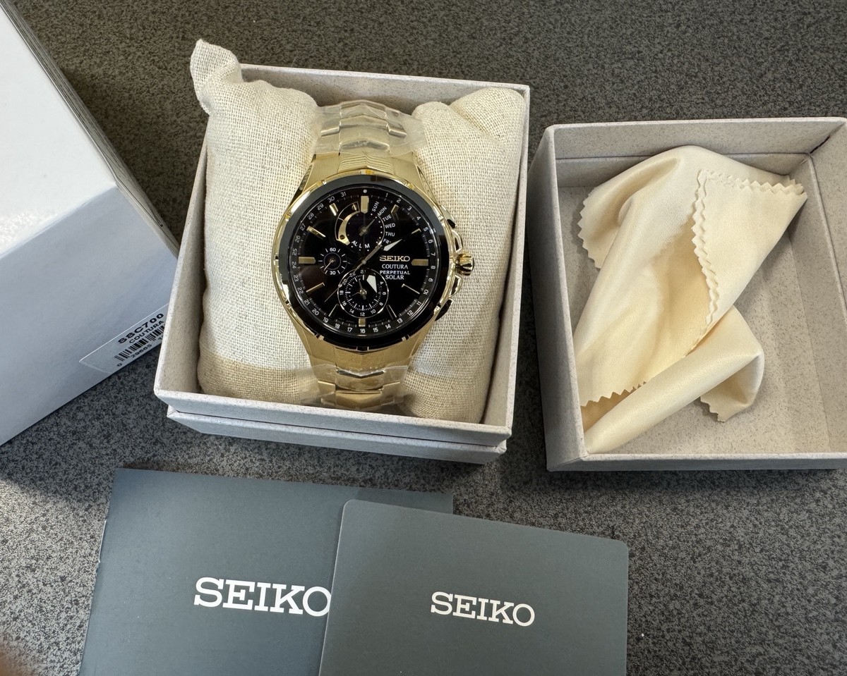 Seiko Coutura SSC700 Perpetual Solar Alarm Chronograph Gold Tone