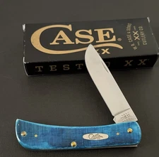 🔥 Case XX 6137 Caribbean Blue Bone Sawcut Jig Sod Buster Jr Pocket Knife