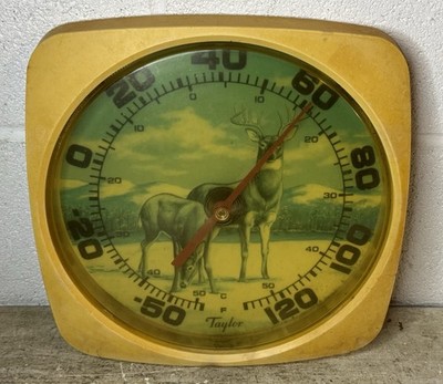 Vintage Taylor Thermometer White Tail Buck Deer 11  Plastic