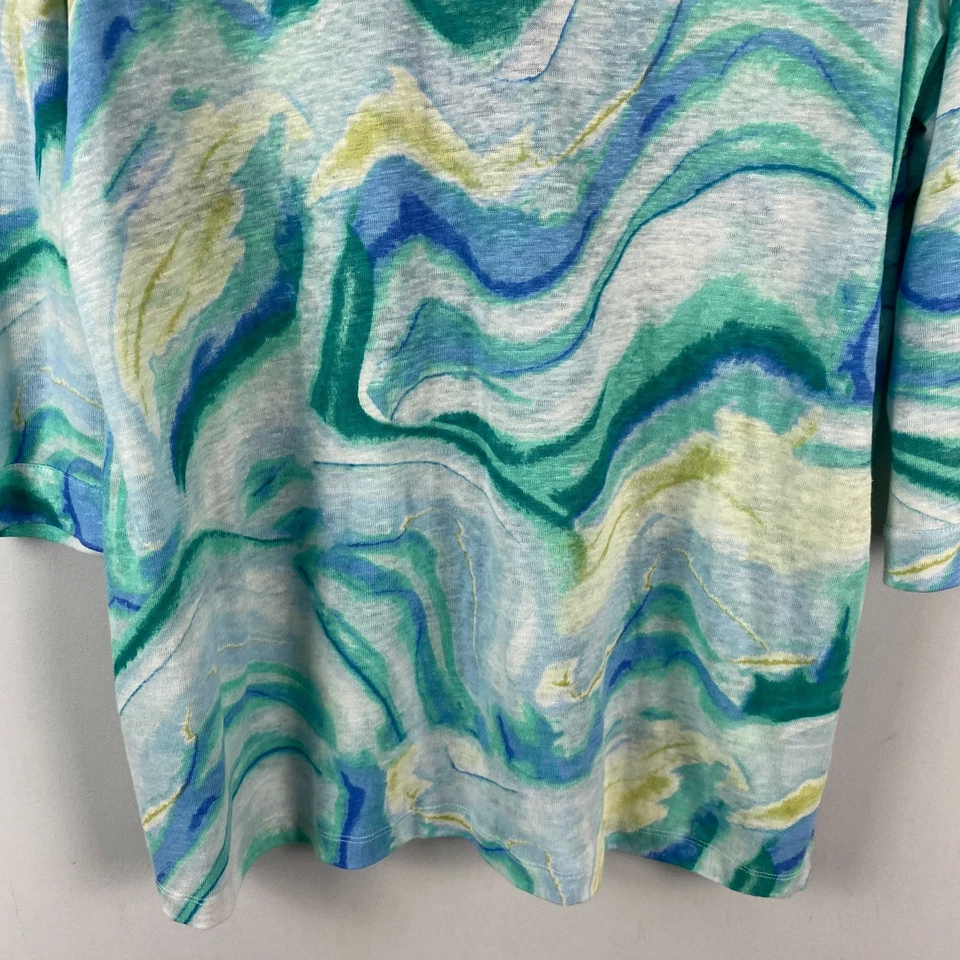 Túnica de lino Chicos talla 2 EE. UU. grande cuello en V mangas 3/4 pulóver Foto 3 de 4