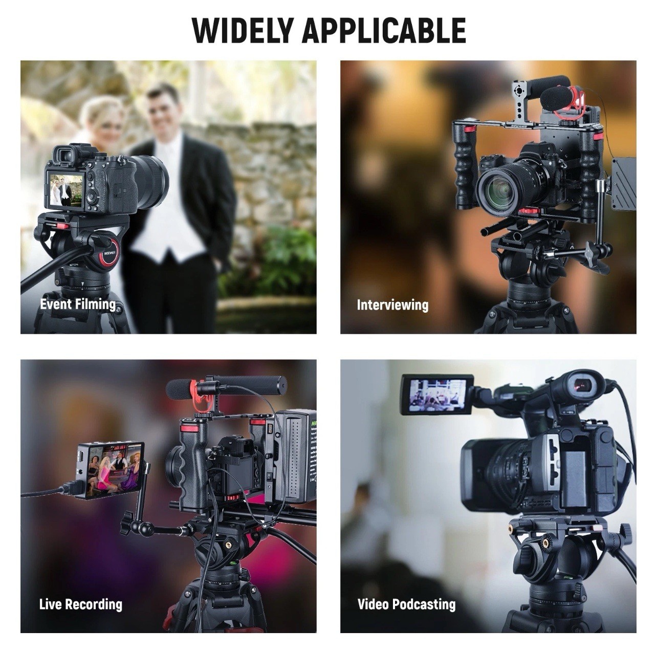 NEEWER TP74D 74" Video Tripod w/Fluid Head, QR Plate, 17.6lb Load