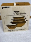 NEW Pyrex Old Orchard 4 Piece Bowl Set #440-47 New In Box Corning Glass Vintage