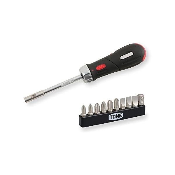 TONE RATCHET DRIVER WITH BIT SET RD10S Bit insertion &6.35mm(1/4"") Black 12p