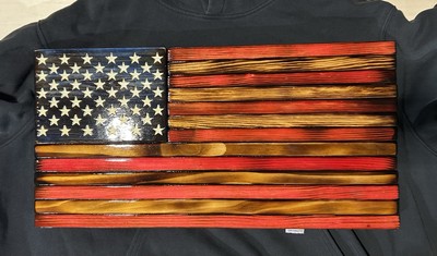 Wood Rustic American Flags