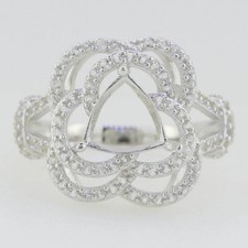 Semi Mount Ring Setting Trillion 6mm Ring 925 Sterling Silver Ring