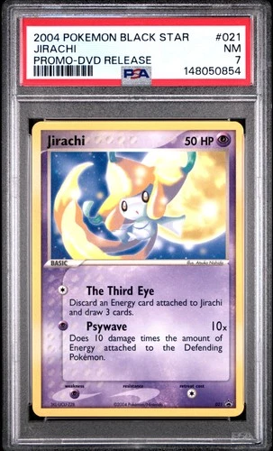 2004 POKEMON BLACK STAR PROMO DVD RELEASE #021 JIRACHI PSA 7