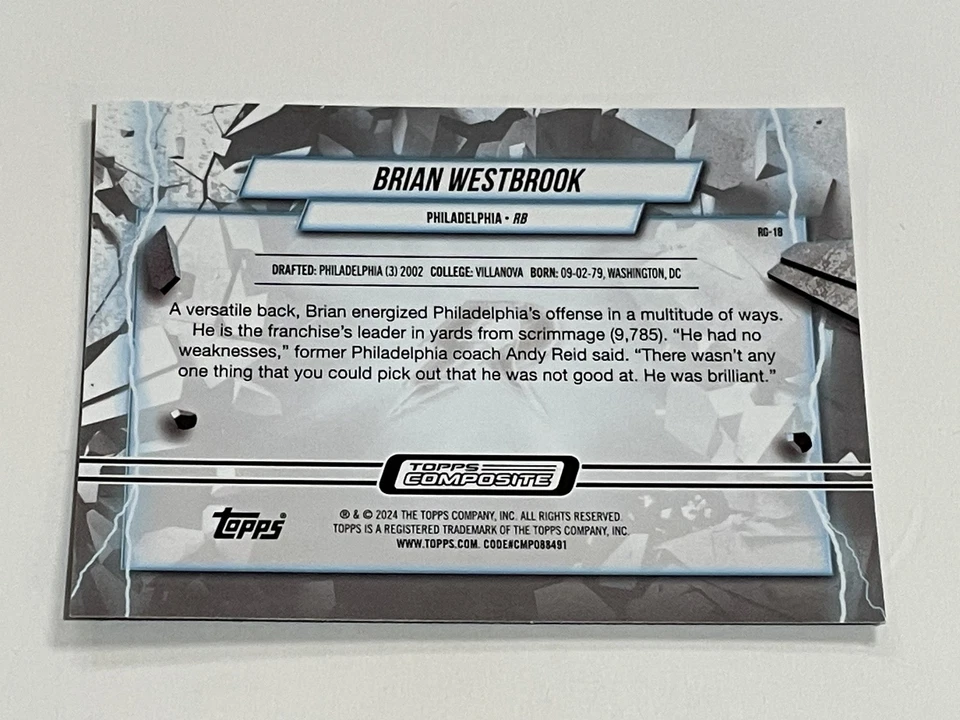 2023 Topps Composite Football Resurgence Grounded - Brian Westbrook - Eagles - Image 2 of 2