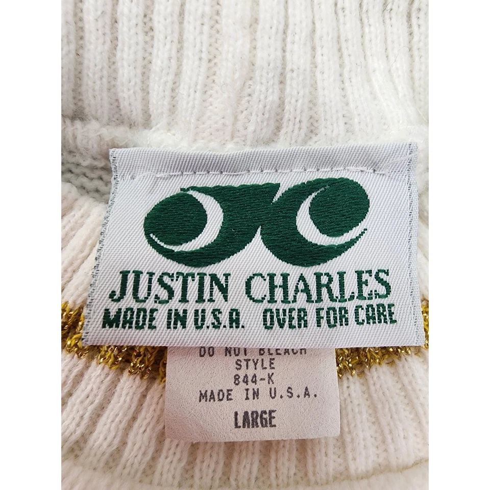 Винтажный свитер 70-х Justin Charles с укороченным рукавом размер L металлик золото вихрь сердце - Изображение 4 из 4