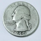 1940-S Washington Silver Quarter 25c, 90% Silver GOOD DETAILS #10185