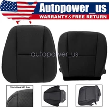 For 07-14 GMC Sierra Chevy Suburban Driver Cloth Bottom & Top Seat Cover Black